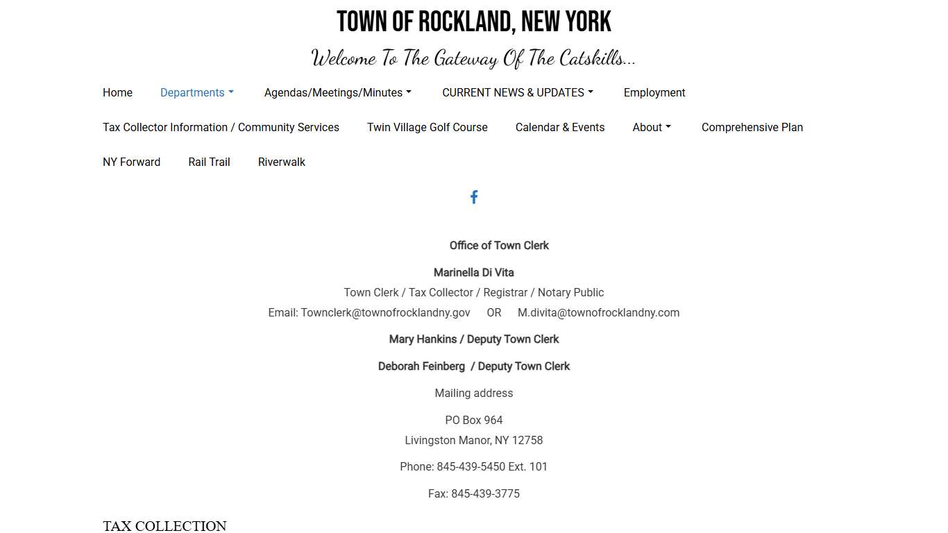 Town Clerk/Tax Collector | Town of Rockland, New York
