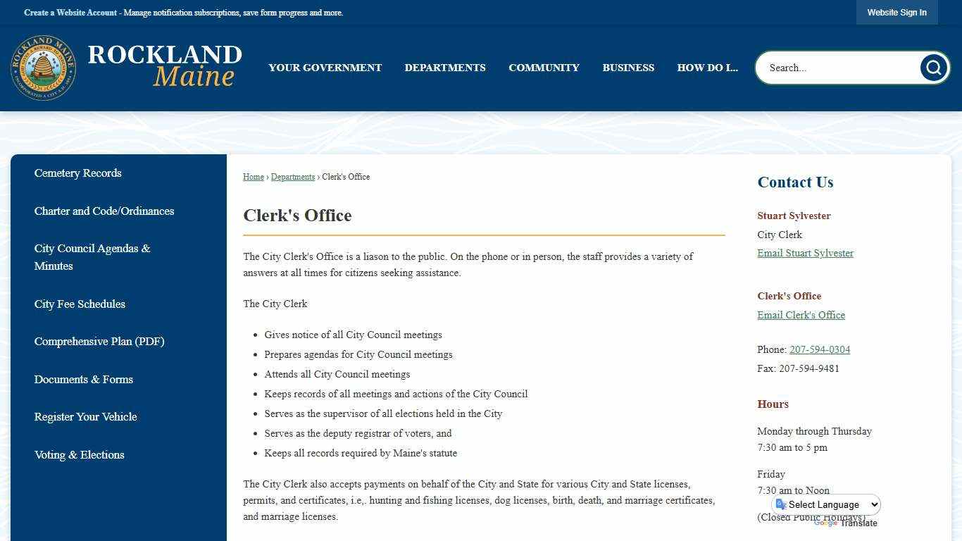 Clerk's Office | Rockland, ME