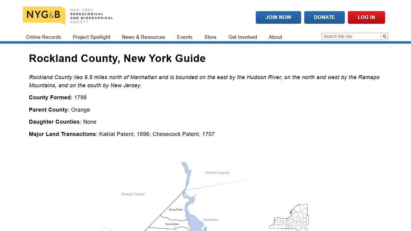 Rockland County, New York Guide | New York Genealogical & Biographical Society